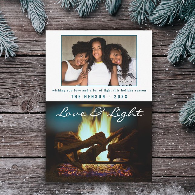 Carte Cheminée moderne Feu bois Cosy Photo de Noël (Créateur téléchargé)