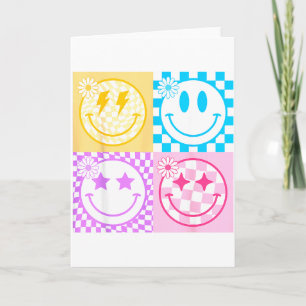 Carte Chemise à motif à carreaux visage heureux rétro so
