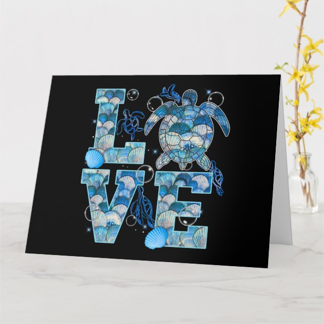 Carte Chemise d'amour de tortue marine pour les amoureux (Fleur jaune)