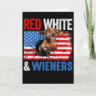 Carte Chemise de chien Dachshund du 4 juillet rouge blan