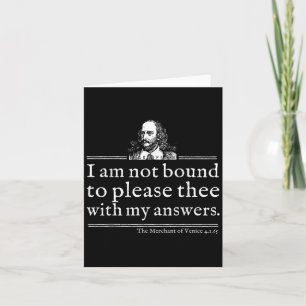 Carte Chemise de citation de Shakespeare non liée à plai