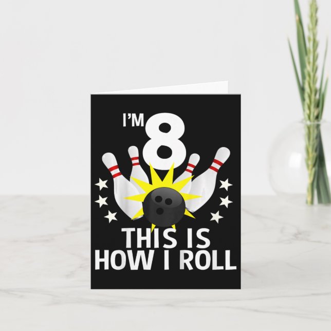Carte Chemise de fête d'anniversaire de Bowling 8 ans Co (Devant)
