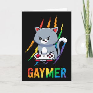 Carte Chemise de fierté de chat Gaymer Lgbt Arc-en-ciel