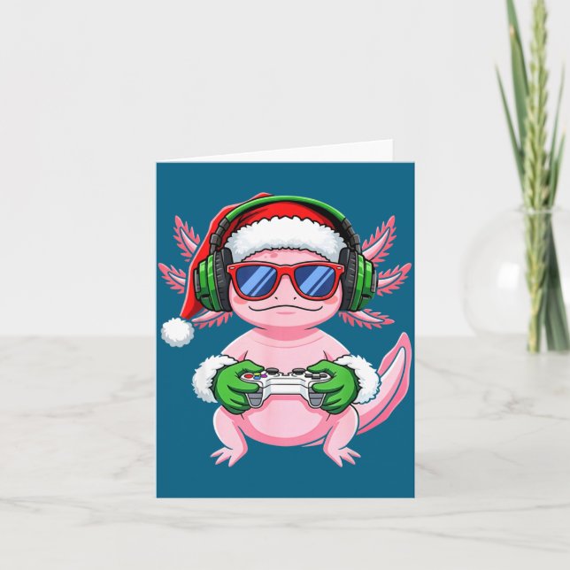 Carte Chemise de Noël Gamer Axolotl Drôle San de jeu vid (Devant)