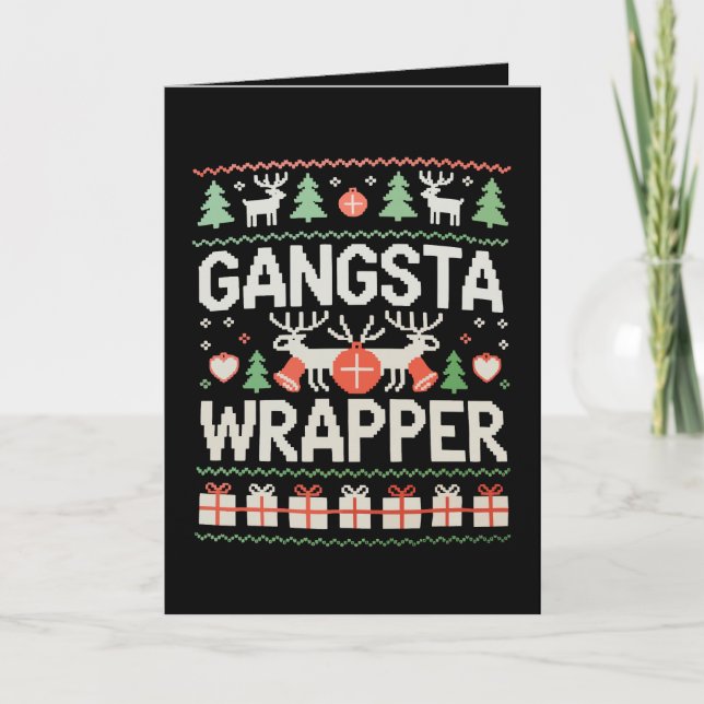 Carte Chemise de Noël Gangsta Wrapper Sweater démodé de  (Devant)