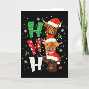 Carte Chemise de Noël Ho Ho Ho à imprimé vache écossaise