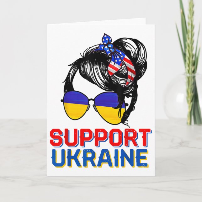 Carte Chemise de soutien à l'Ukraine Femme Drapeau Améri (Devant)