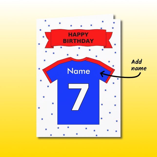Carte Chemise de sport rouge bleu 7e anniversaire person (Créateur téléchargé)