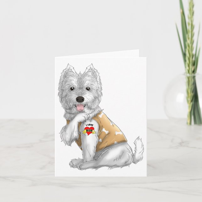 Carte Chemise pour chien avec tatouage Westie j'aime mam (Devant)