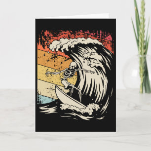 Carte Chemise squelette de surf vintage Halloween planch