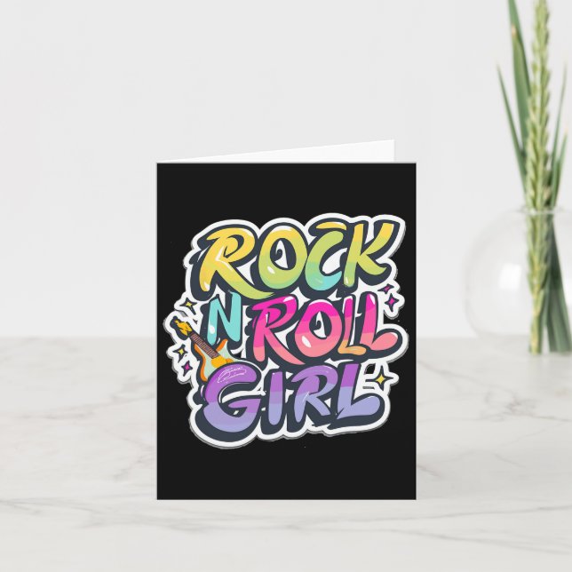 Carte Chemises De Musique Pour Enfants Rock N Roll Girl  (Devant)