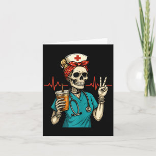 Carte Chemises drôles d'infirmière Halloween squelette a