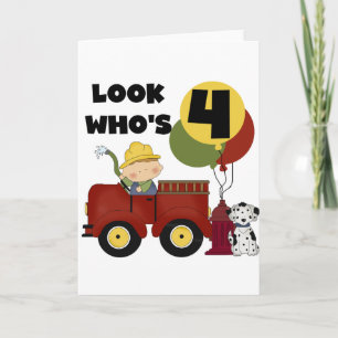 Carte Chemises et cadeaux Fireman 4ème anniversaire