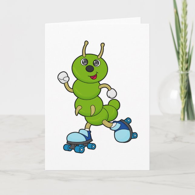 Carte Chenille au patinage en ligne avec des rollers (Devant)