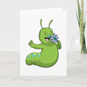 Carte Chenille avec fleur de marguerite