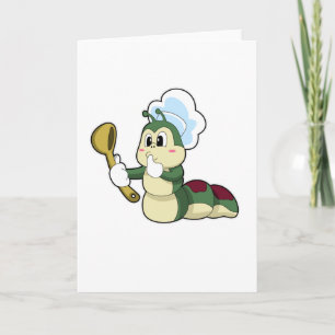 Carte Chenille comme chef avec cuillère en bois