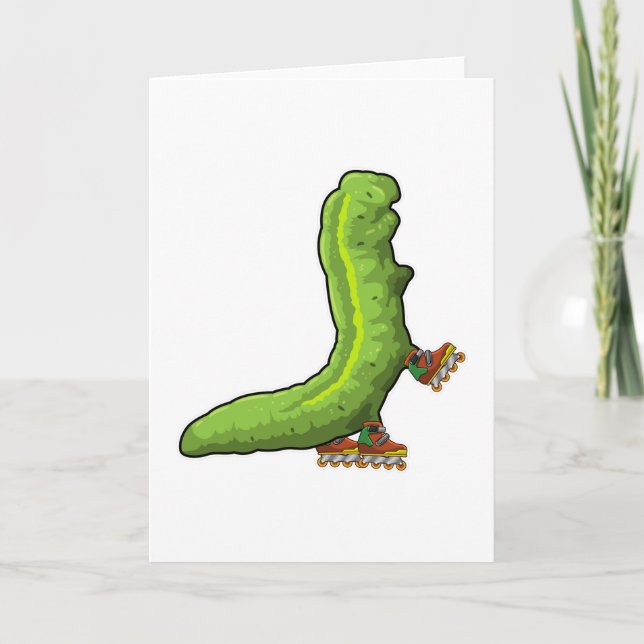 Carte Chenille comme patineur en ligne avec des patins e (Devant)