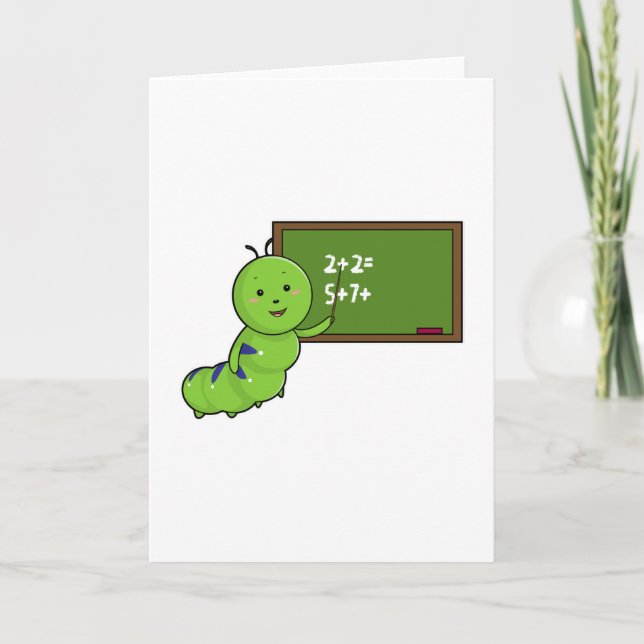 Carte Chenille comme professeur avec tableau noir (Devant)