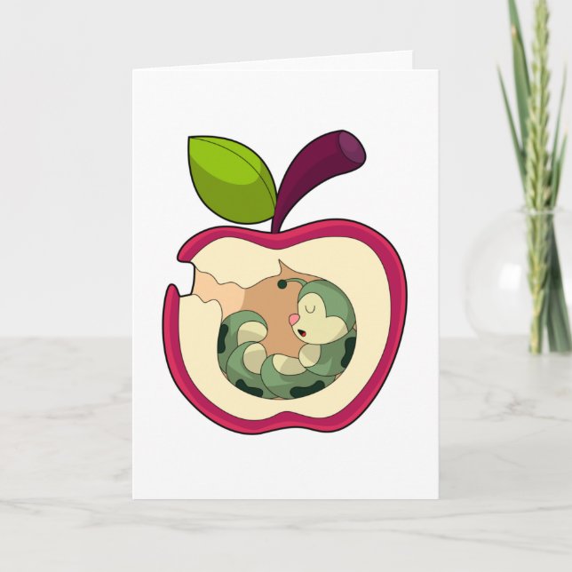 Carte Chenille dormant pomme (Devant)