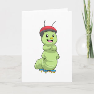 Carte Chenille en patineur en ligne avec des rollers.pn