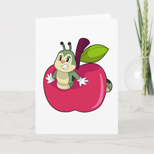 Carte Chenille Pomme (Devant)