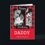 Carte Chèque rouge de bûcheron personnalisé Anniversaire<br><div class="desc">Un carte photo Happy Birthday Daddy imprimé sur mesure et personnalisé,  que vous pouvez modifier pour créer votre propre carte unique d'anniversaire de premier père. © Julie McIver</div>