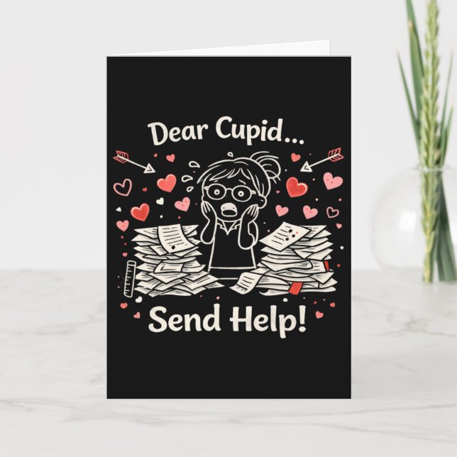 Carte Cher Cupidon, envoyez de l'aide, conception amusan (Devant)