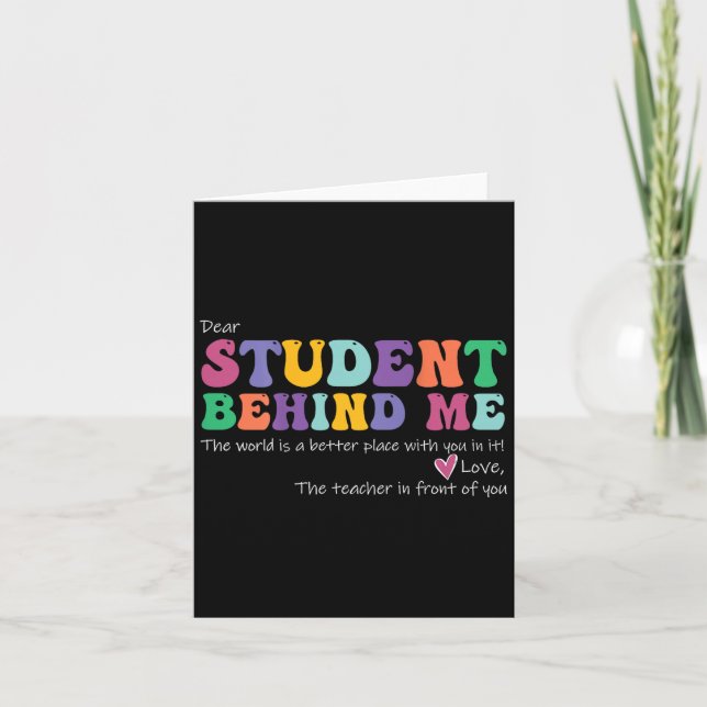 Carte Cher Étudiant Derrière Moi Motivationnel Enseignan (Devant)
