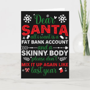 Carte Cher Père Noël Compte Bancaire Gras Corps Maigre N