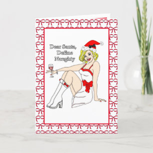 Carte Cher Père Noël, Définir Naughty   Humour de Noël 