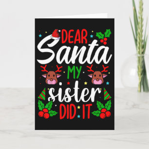Carte Cher Père Noël Ma Soeur L'a Fait Filles Enfants Ga