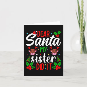 Carte Cher Père Noël Ma Soeur L'a Fait Filles Enfants Ga