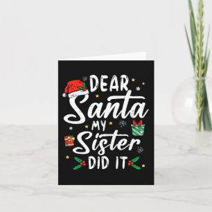 Carte Cher Père Noël Ma Sœur L'a Fait Filles Enfants Gar