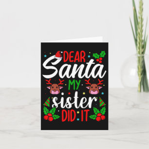 Carte Cher Père Noël Ma Soeur L'a Fait Filles Garçons En