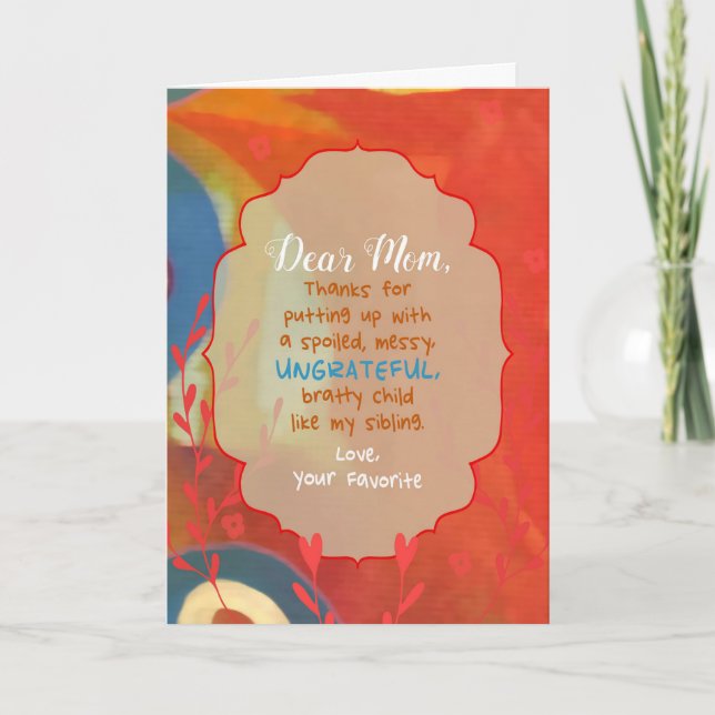 Carte Chère maman de l'enfant favori (Devant)