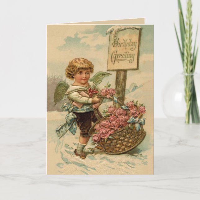 Carte Cherub avec Roses (Devant)