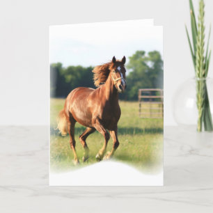 Carte Chestnut Galloping Horse Greeting Card