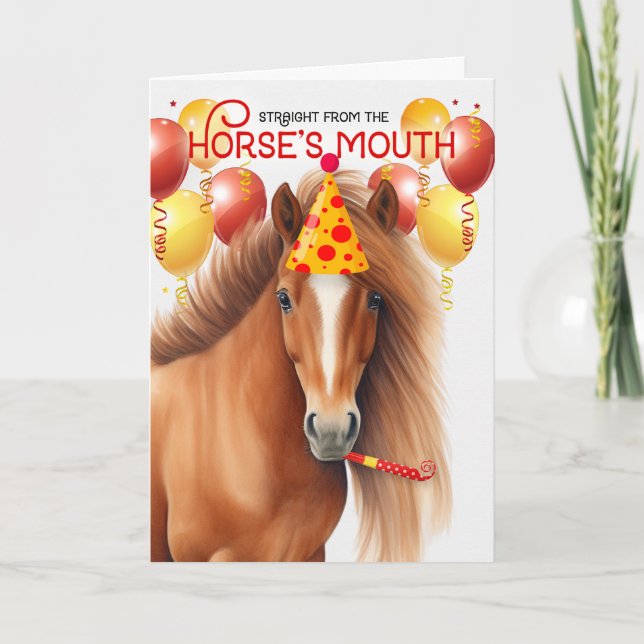 Carte Chestnut Red Mane Horse drôle Anniversaire (Devant)