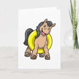 Carte Cheval à la plage avec bouée