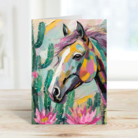 Cheval Abstrait moderne et succulents