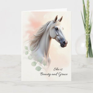 Carte Cheval Anniversaire Femme Elle est Beauté et Grace