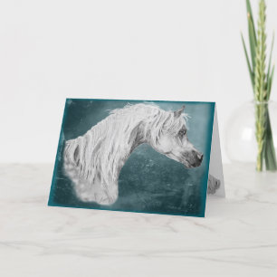 Carte Cheval Arabe Blanc Personnalisable