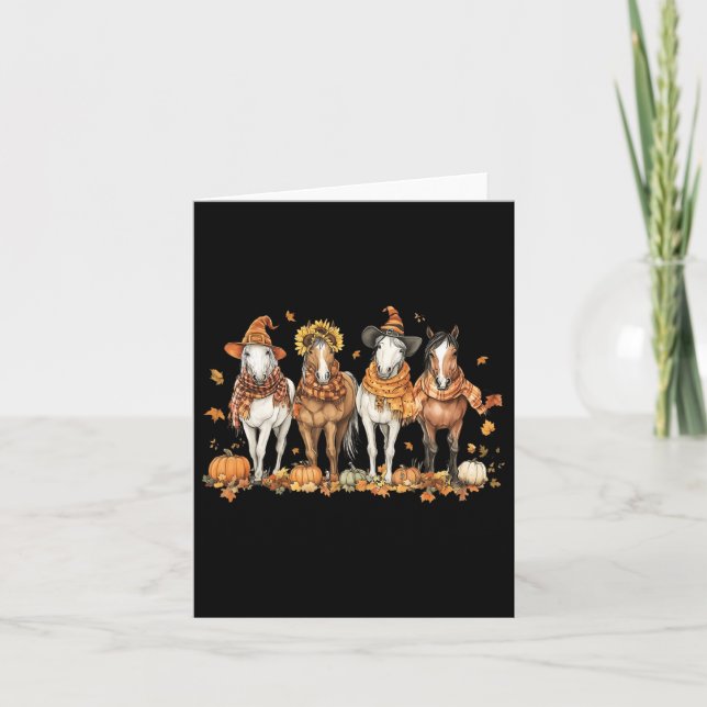 Carte Cheval Automne Thanksgiving Cheval Automne Quitte  (Devant)