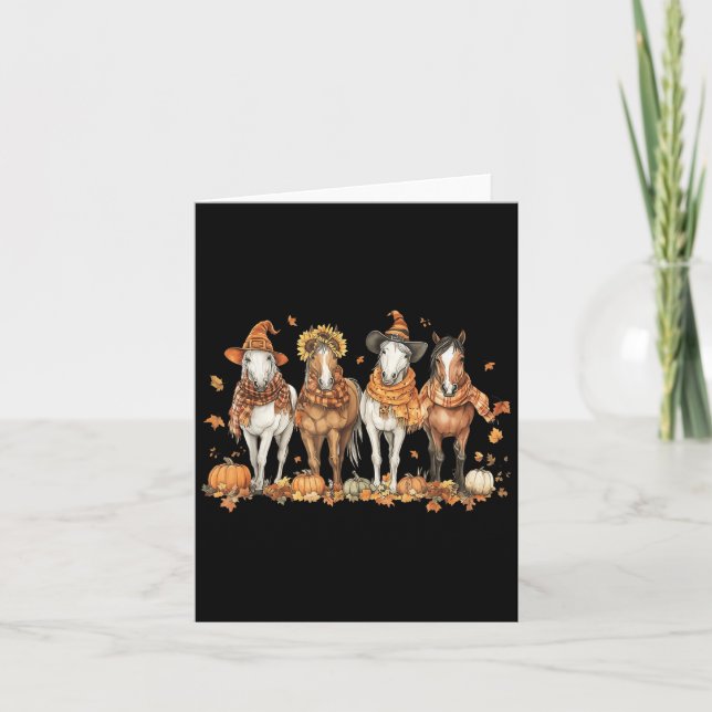 Carte Cheval Automne Thanksgiving Cheval Automne Quitte  (Devant)