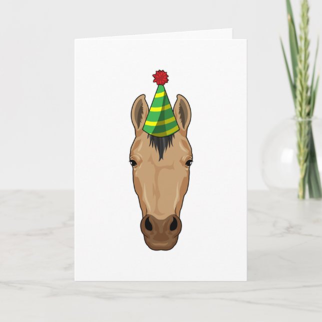 Carte Cheval avec chapeau de fête (Devant)