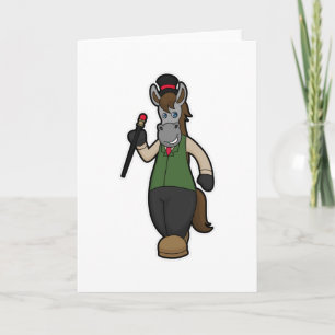 Carte Cheval avec chapeau et canne