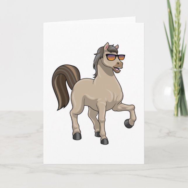 Carte Cheval avec des lunettes de soleil (Devant)