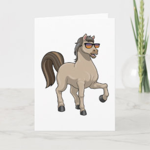Carte Cheval avec des lunettes de soleil