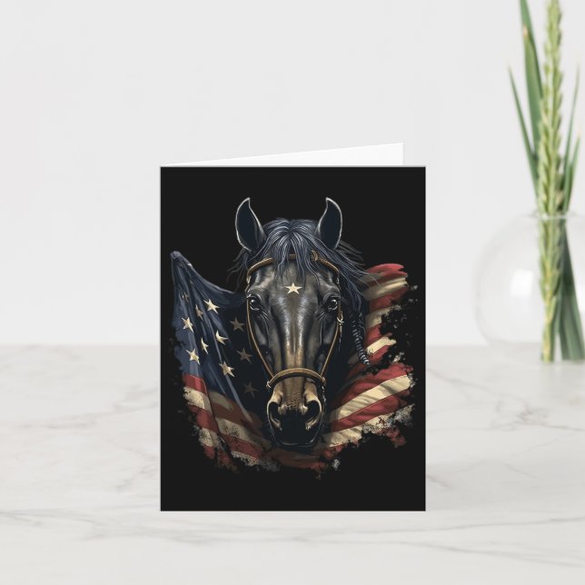 Carte Cheval Avec Drapeau Usa Équitation Équitation Éque (Devant)