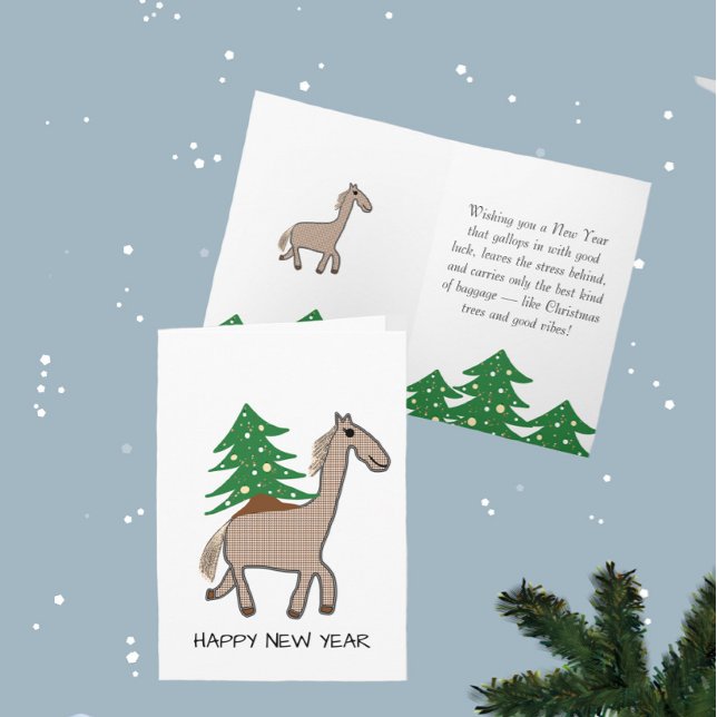 Carte Cheval avec sapin de Noël (Créateur téléchargé)
